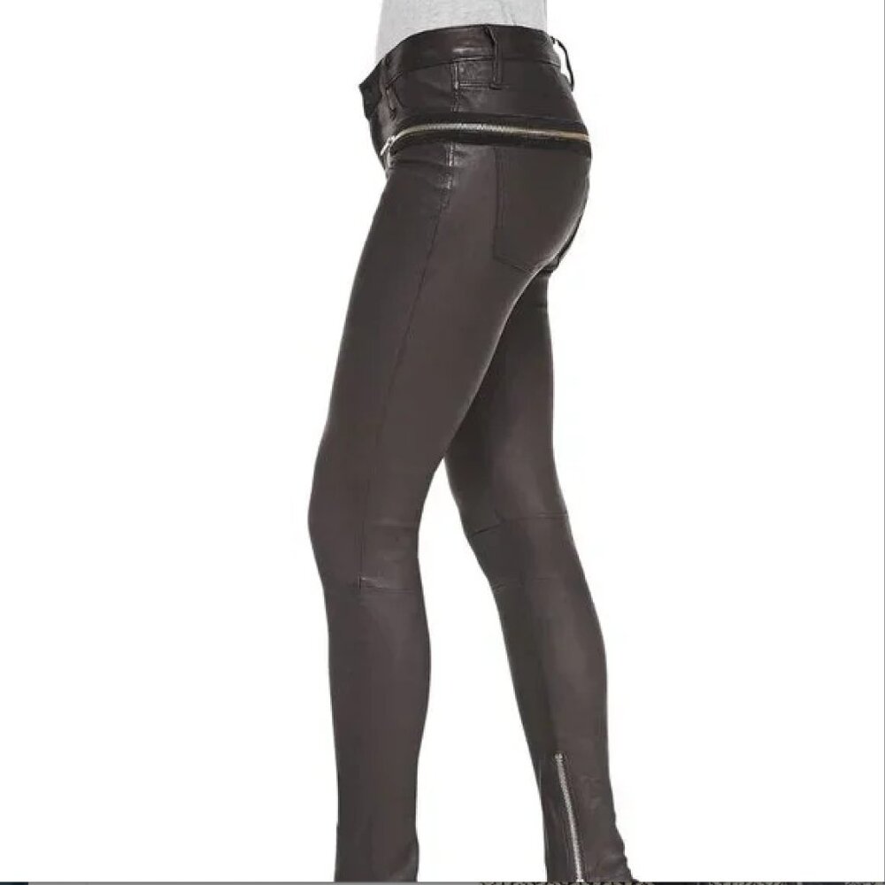 New RtA Black Lamb Leather Zip-Around Designer Pants NWOT Size 25 - Picture 13 of 13